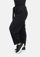 Calças com cinto de atar em mistura de cânhamo e algodão 'Elure'